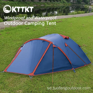 3,2 kg blå camping vandring dubbel tält vindbeständig